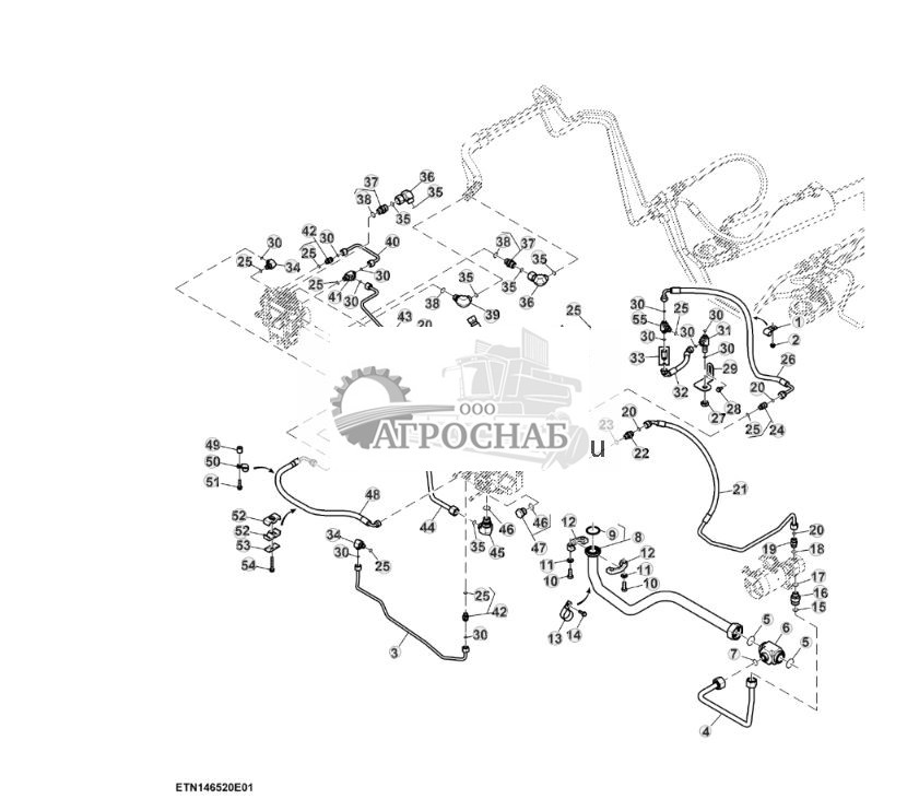 Трубопроводы системы рулевого управления, передний мост ACS™, без гидравлического тормоза прицепа (12) ( - 800206) - ST945527 514.jpg